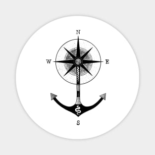 Compass Black And White Illustration Magnet